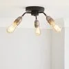 Dunelm Marsden 3 Light Semi Flush Ceiling Fitting, Black And Nickel