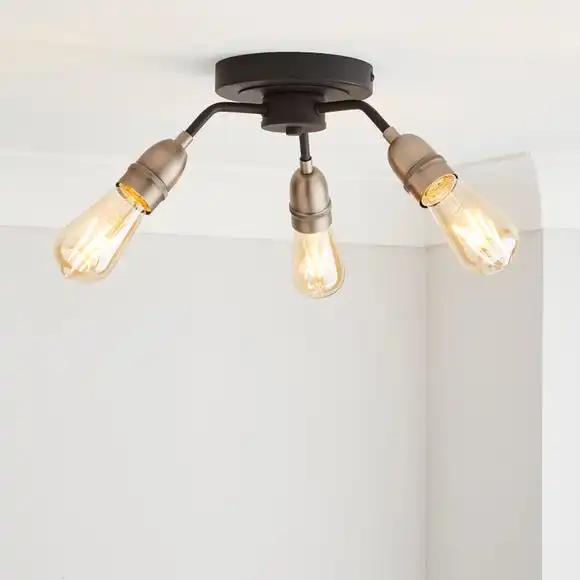 Dunelm Marsden 3 Light Semi Flush Ceiling Fitting, Black And Nickel 1 Dunelm Marsden 3 Light Semi Flush Ceiling Fitting, Black And Nickel