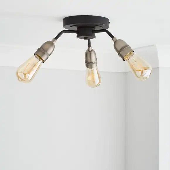 Dunelm Marsden 3 Light Semi Flush Ceiling Fitting, Black And Nickel 2 Dunelm Marsden 3 Light Semi Flush Ceiling Fitting, Black And Nickel - Image 2