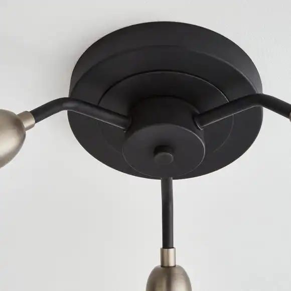 Dunelm Marsden 3 Light Semi Flush Ceiling Fitting, Black And Nickel 4 Dunelm Marsden 3 Light Semi Flush Ceiling Fitting, Black And Nickel - Image 4