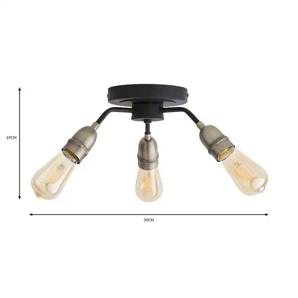 Dunelm Marsden 3 Light Semi Flush Ceiling Fitting, Black And Nickel 6 Dunelm Marsden 3 Light Semi Flush Ceiling Fitting, Black And Nickel - Image 6
