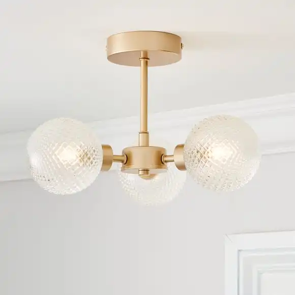 Dunelm Elodie 3 Light Semi Flush Ceiling Fitting 1 Dunelm Elodie 3 Light Semi Flush Ceiling Fitting