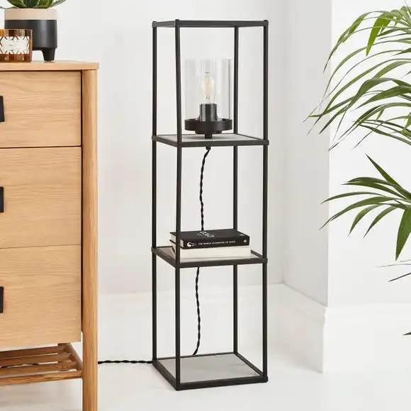 Dunelm Aiko Midi Shelved Floor Lamp Black And Faux Marble 2 Dunelm Aiko Midi Shelved Floor Lamp Black And Faux Marble - Image 2