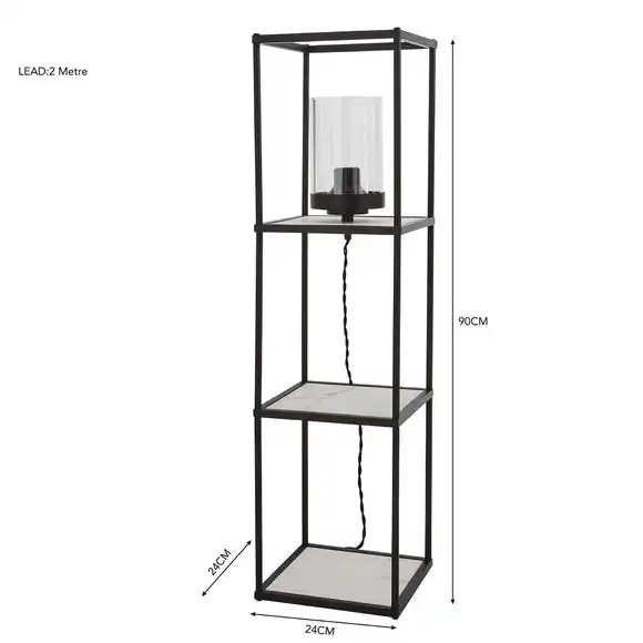 Dunelm Aiko Midi Shelved Floor Lamp Black And Faux Marble 6 Dunelm Aiko Midi Shelved Floor Lamp Black And Faux Marble - Image 6