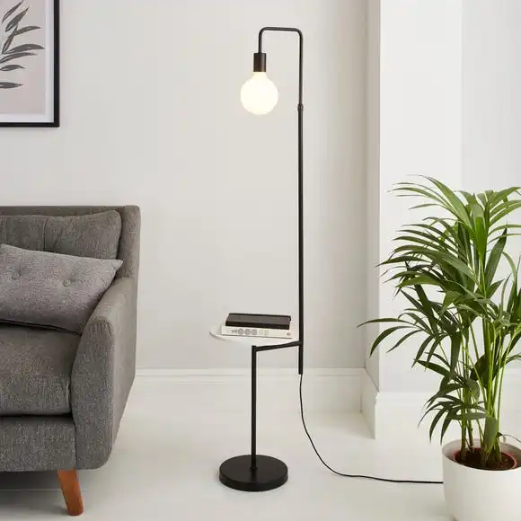 Dunelm Aubrey Exposed Bulb Floor Lamp With Table Black And Faux Marble 1 Dunelm Aubrey Exposed Bulb Floor Lamp With Table Black And Faux Marble