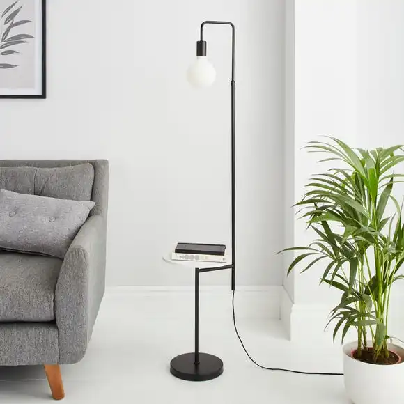 Dunelm Aubrey Exposed Bulb Floor Lamp With Table Black And Faux Marble 2 Dunelm Aubrey Exposed Bulb Floor Lamp With Table Black And Faux Marble - Image 2