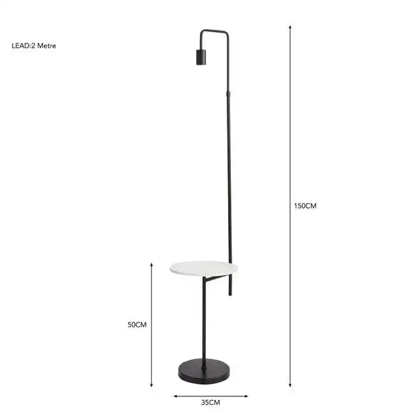Dunelm Aubrey Exposed Bulb Floor Lamp With Table Black And Faux Marble 5 Dunelm Aubrey Exposed Bulb Floor Lamp With Table Black And Faux Marble - Image 5