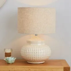 Dunelm Zeeburg Urchin Ceramic Cream Table Lamp