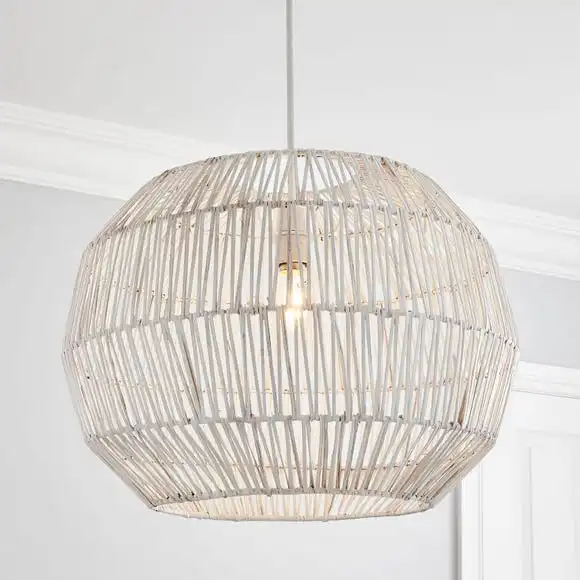 Dunelm Wicker Woven Easy Fit Pendant White 1 Dunelm Wicker Woven Easy Fit Pendant White