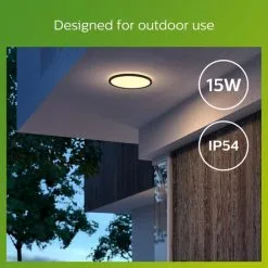 Philips Superslim Integrated LED Outdoor Ceiling Light, Warm White -Dunelm Lights Sales 30838295 alt05