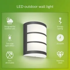 Philips Python Integrated LED Outdoor Wall Light, Cool White 9 Philips Python Integrated LED Outdoor Wall Light, Cool White -Dunelm Lights Sales 30838313 alt03