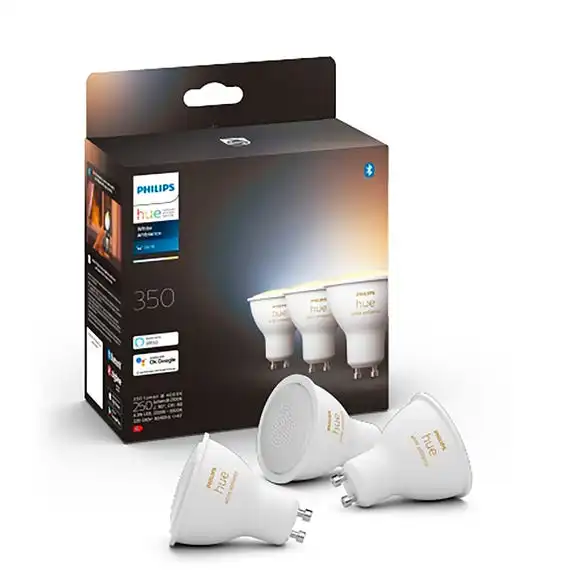 Philips HUE Smart 4.3 Watt GU10 LED Tunable Spotlight Bulb 3 Pack 1 Philips HUE Smart 4.3 Watt GU10 LED Tunable Spotlight Bulb 3 Pack
