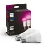 Philips HUE Smart 6.5 Watt ES LED Colour Changing GLS Bulb 2 Pack -Dunelm Lights Sales 30838362