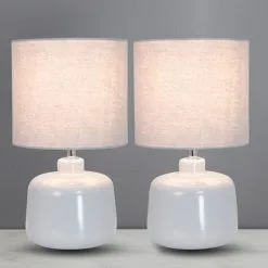 Dunelm Oslo Set Of 2 Ceramic Dove Grey Table Lamp
